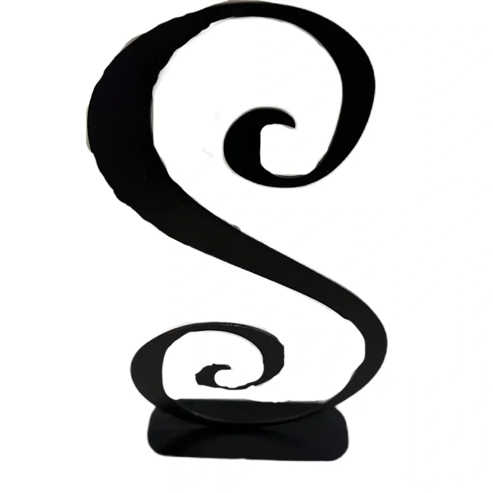 Metal Letter S Swirl Black Sculpture Decor - Picture 7 of 14